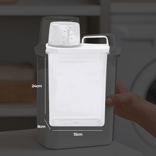Pote Hermético com Copo Medidor e Trava Branco - Dispenser para Cozinha Lavandeira e Banheiros