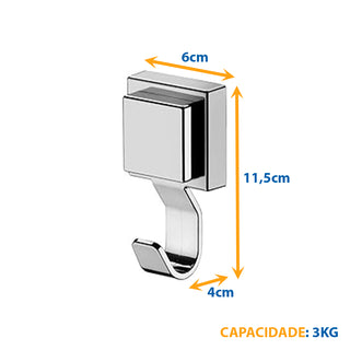 Gancho Multiuso com Ventosa para Banheiro - Cromado