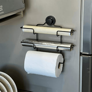 Suporte para Papel Toalha/Alumínio/PVC com Ventosa - Preto