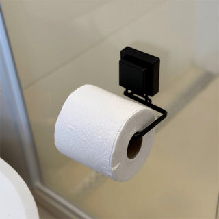 Suporte para Papel Higienico com Ventosa para Banheiro - Preto Fosco