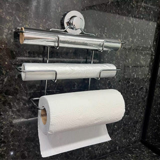 Suporte para Papel Toalha/Alumínio/PVC com Ventosa - Cromado