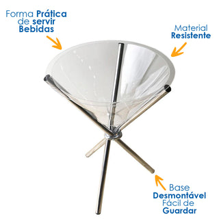 Kit 2 Champanheiras Acrílico Grande Tripé Alumínio 33L 100x56cm
