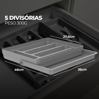 Organizador de Talheres para Gaveta com Extensor Chumbo - OU