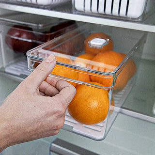 Organizador de Geladeira Acrílico 5L com Tampa e Bandeja – OU Clear Fresh | Ideal para Alimentos e Verduras