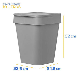 Lixeira para Banheiro, Cozinha Chumbo 10L - OU
