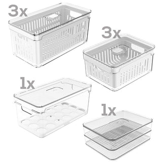 Kit 8 Organizadores de Geladeira e Armário + Porta Frios + Porta Ovos