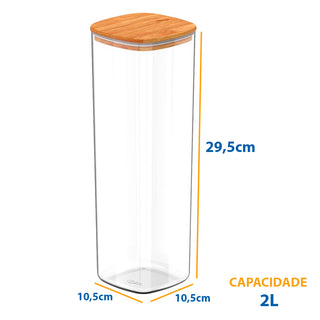 Pote Hermético 2L com Tampa de Bambu 2L - OU