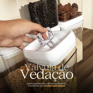 Kit 4 Potes Herméticos de Acrílico Quadrado Grande com Vedação 2,3L