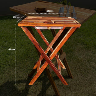 Mesa para Churrasco de Madeira Teca desmontável com Gaveta