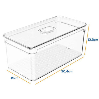 Organizador de Geladeira Acrílico 5L com Tampa e Bandeja – OU Clear Fresh | Ideal para Alimentos e Verduras