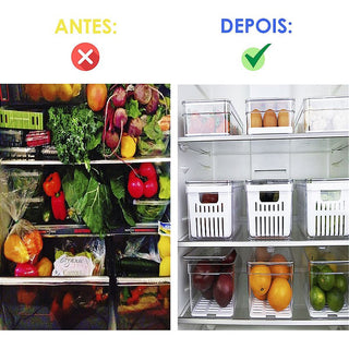 Kit 8 Organizadores de Geladeira e Armário + Porta Frios + Porta Ovos