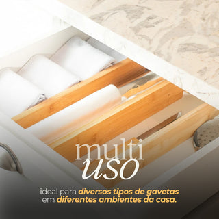 Kit 4 Divisórias de Gaveta Ajustável de Bambu - OU