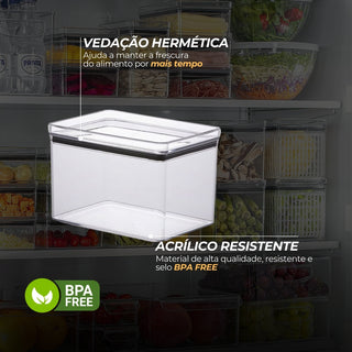 Kit 2 Potes Herméticos para Mantimentos Empilháveis ​​1,8L