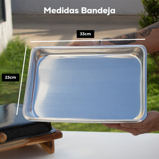 Tábua de Carne para Churrasco com Tampa e Forma Grill - Madeira Teca 39/43cm