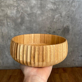 Kit 3 Tigela de Bambu Canelado para Servir Petiscos Porções Decoração Cozinha 