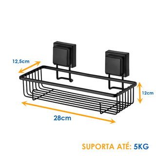 Suporte para Shampoo com Ventosa para Parede - Preto Fosco