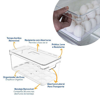 Kit 8 Organizadores de Geladeira e Armário + Porta Frios + Porta Ovos