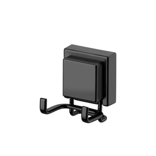 Gancho Duplo com Ventosa para Banheiro - Preto Fosco