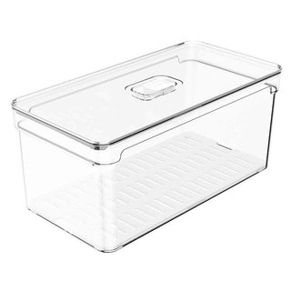 Organizador de Geladeira Acrílico 5L com Tampa e Bandeja – OU Clear Fresh | Ideal para Alimentos e Verduras