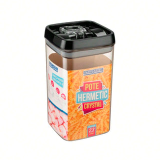 Pote Hermético Quadrado Grande Preto - 2,3L