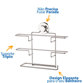Suporte para Papel Toalha/Alumínio/PVC com Ventosa - Cromado
