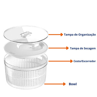 CONJUNTO SECADOR E ORGANIZADOR CLEAR FRESH 5,5L NATURAL