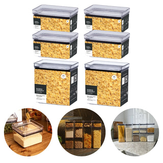 Kit 6 Potes Herméticos Retangular com Anel de Vedação