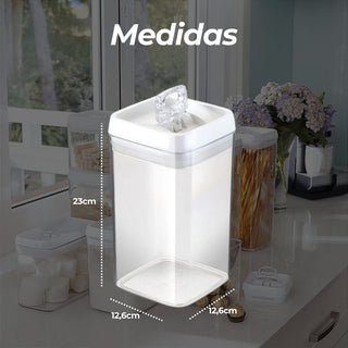Kit 4 Potes Herméticos de Acrílico Quadrado Grande com Vedação 2,3L