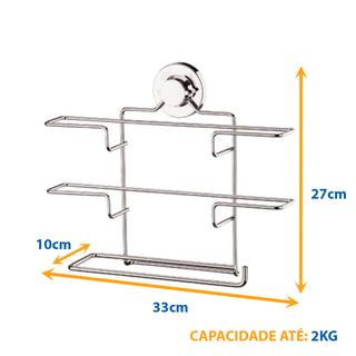 Suporte para Papel Toalha/Alumínio/PVC com Ventosa - Cromado