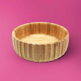 Tigela De Bambu Canelado Médio 19cm Servir Petiscos Porções Decoração Cozinha 