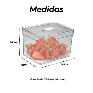 Kit 4 Organizadores Elegance Alto Retangular com Tela 3,8 Lts