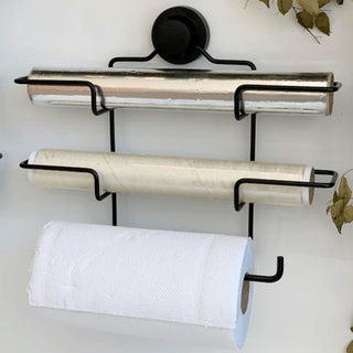 Suporte para Papel Toalha/Alumínio/PVC com Ventosa - Preto