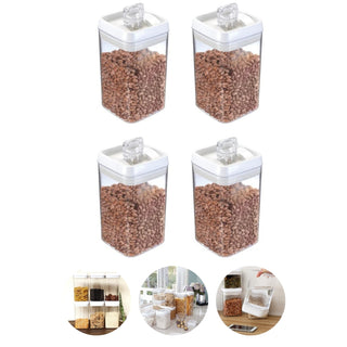 Kit 4 Potes Herméticos de Acrílico Quadrado Grande com Vedação 2,3L