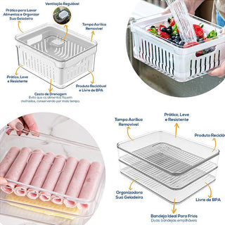 Kit 8 Organizadores de Geladeira e Armário + Porta Frios + Porta Ovos