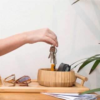 Tigela De Bambu Canelado Redondo 15cm Servir Petiscos Porções Decoração Cozinha 