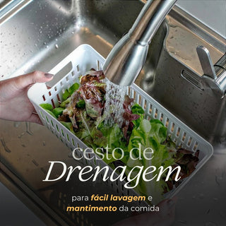 Organizador de Geladeira de Acrílico com Tampa e Cesto de Drenagem Clear Fresh 5L - OU 