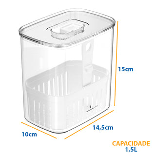 Organizador de Temperos para Geladeira Clear Fresh com Cesto 1,5L