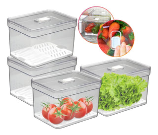 Kit 4 Organizadores Elegance Alto Retangular com Tela 3,8 Lts