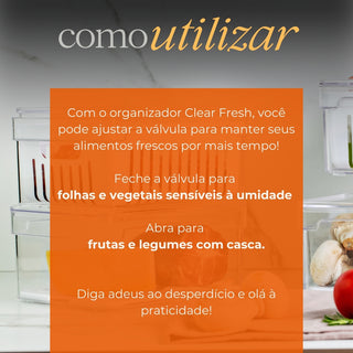 Kit 2 Organizadores de Geladeira Clear Fresh com Cesto 2,2L - OU