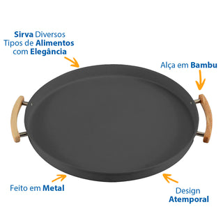 Bandeja de Metal Chumbo Sense com Alças - OU