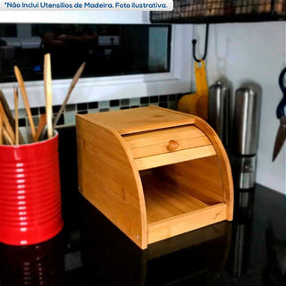 Porta Pão de Bambu para Bolacha Torrada Mantimentos - Caixa de Pão
