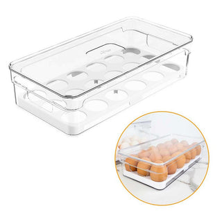 Organizador de Ovos para Geladeira Acrílica - 18 Ovos com Tampa - OU 