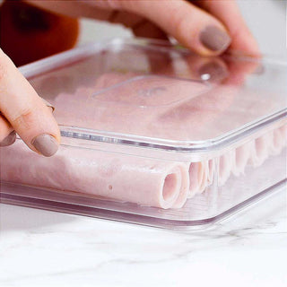 Porta Frios Organizador de Geladeira em Acrílico com Tampa para Queijo, Presunto Clear Fresh - OU