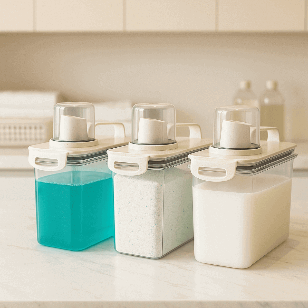 Kit 3 dispensers multiuso 1,9L com bico dosador baitashop para cozinha, lavanderia, despensa.