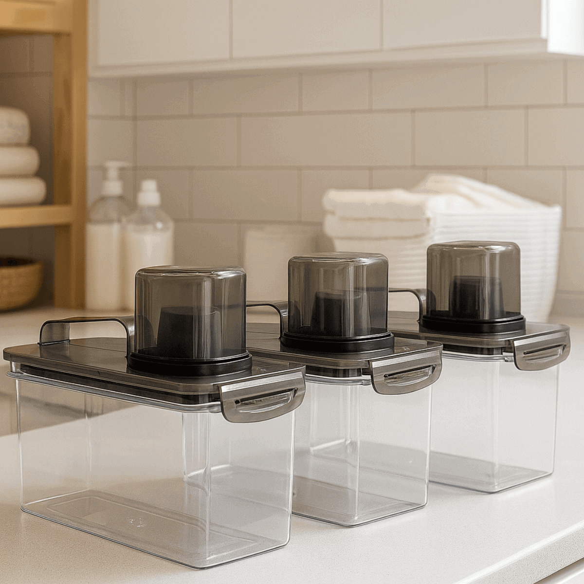 Kit 3 dispensers multiuso 1,9L com bico dosador baitashop para cozinha, lavanderia, despensa.